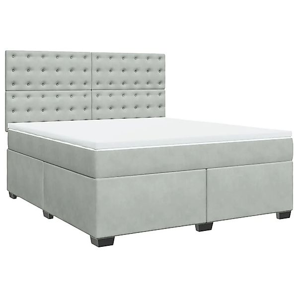 vidaXL Boxspringbett mit Matratze Hellgrau 180x200 cm Samt 3293290 günstig online kaufen