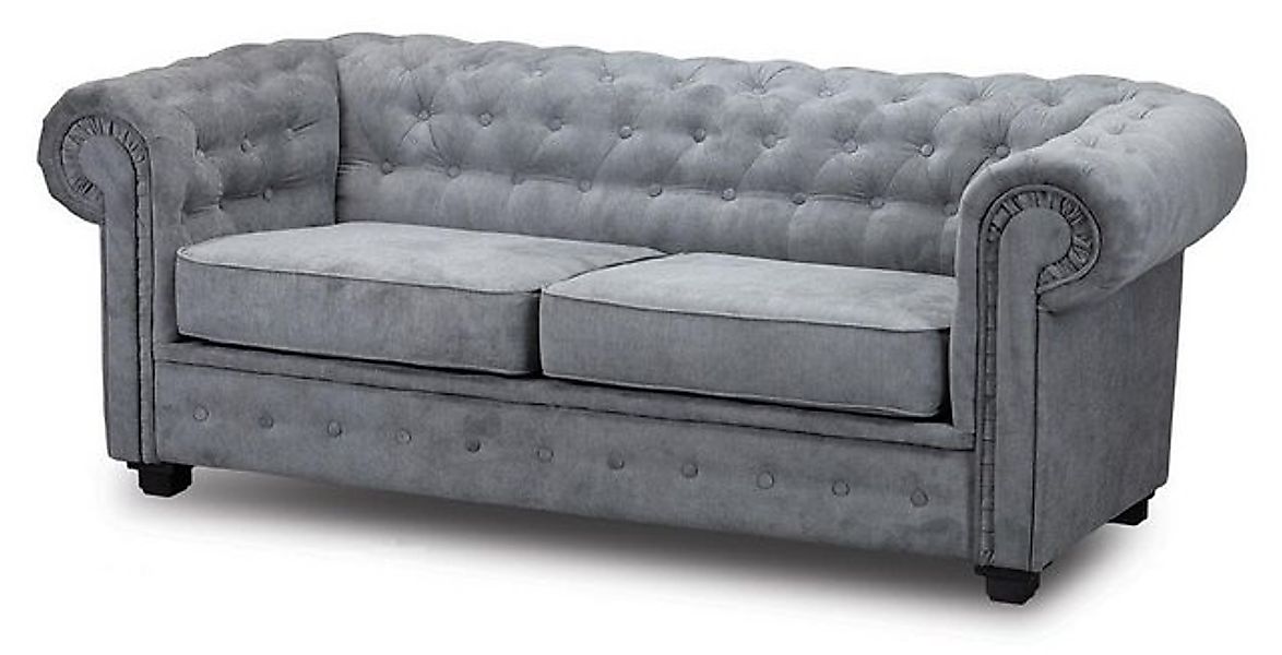 Xlmoebel Sofa Zweisitzer Chesterfield Sofa in Grau mit Stoffpolsterung, Her günstig online kaufen