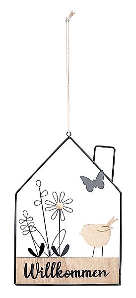 Levandeo® Metallbild, Willkommensschild Hausform Metall Türschild günstig online kaufen