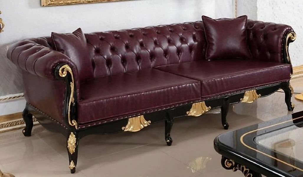 Casa Padrino Chesterfield-Sofa Casa Padrino Luxus Barock Chesterfield Leder günstig online kaufen
