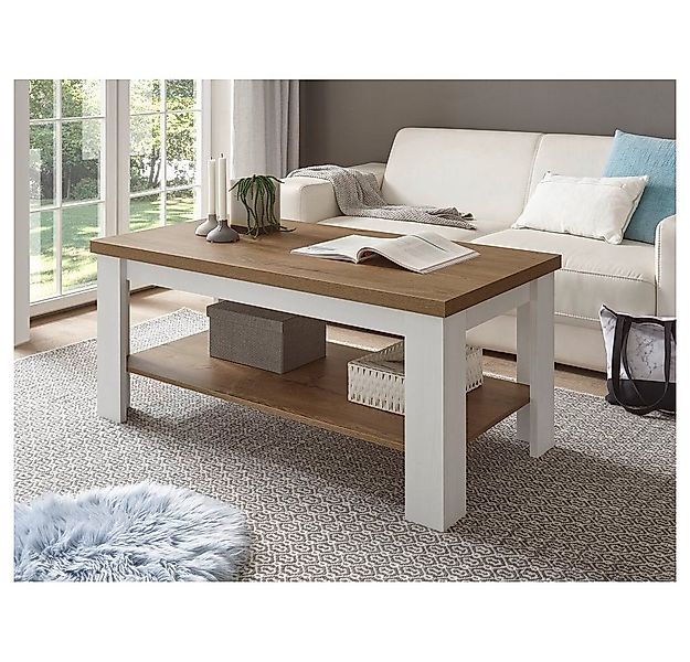 Lomadox Couchtisch PISA-61, Landhaus in Pinie weiß und Eiche hell, B/H/T ca günstig online kaufen