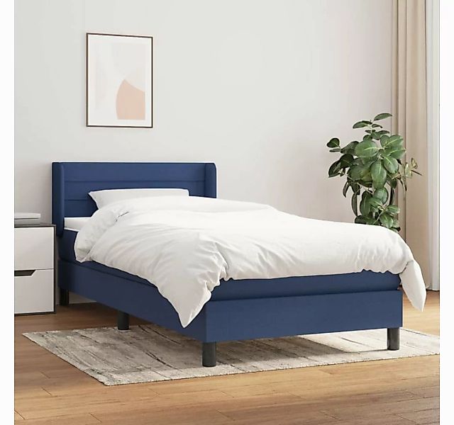 vidaXL Boxspringbett Boxspringbett mit Matratze Blau 100x200 cm Stoff Bett günstig online kaufen