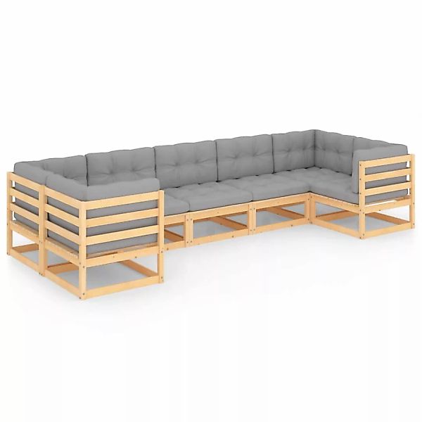 7-tlg. Garten-lounge-set Mit Kissen Kiefer Massivholz günstig online kaufen