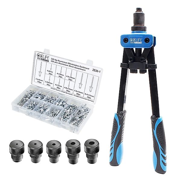 CCLIFE Nietenzange Set 5tlg Mundstücke 320tlg Blindnieten 2,4-3,2-4,0-4,8-6 günstig online kaufen