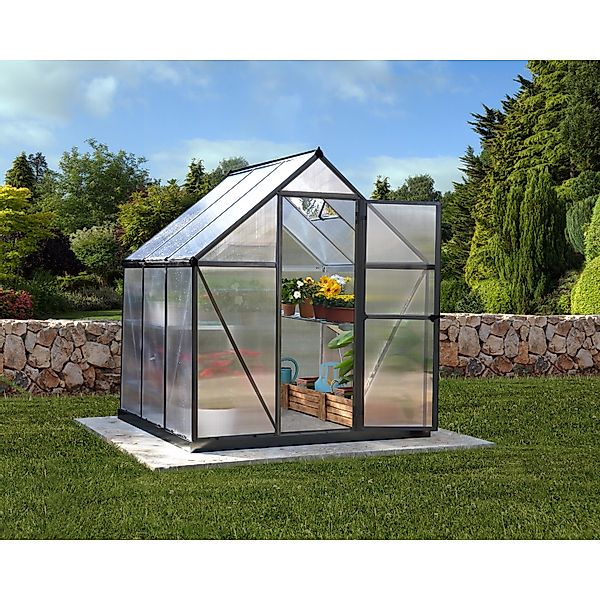 Palram - Canopia Gewächshaus Grau 3,4 m² inkl. Fundamentrahmen günstig online kaufen
