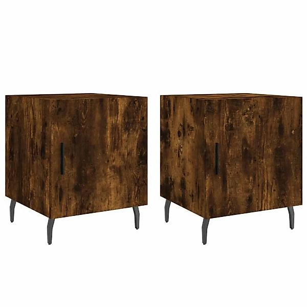 vidaXL Nachttische 2 Stk Räuchereiche 40x40x50 cm Holzwerkstoff Modell 2 günstig online kaufen