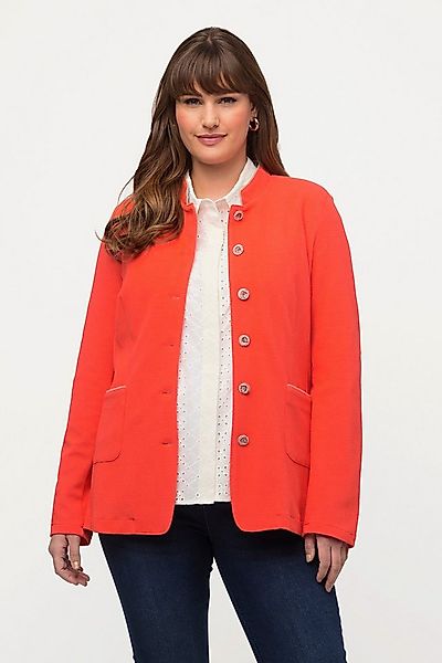 Ulla Popken Blusenblazer Sweat-Janker Struktur Stehkragen Schmuckknöpfe günstig online kaufen