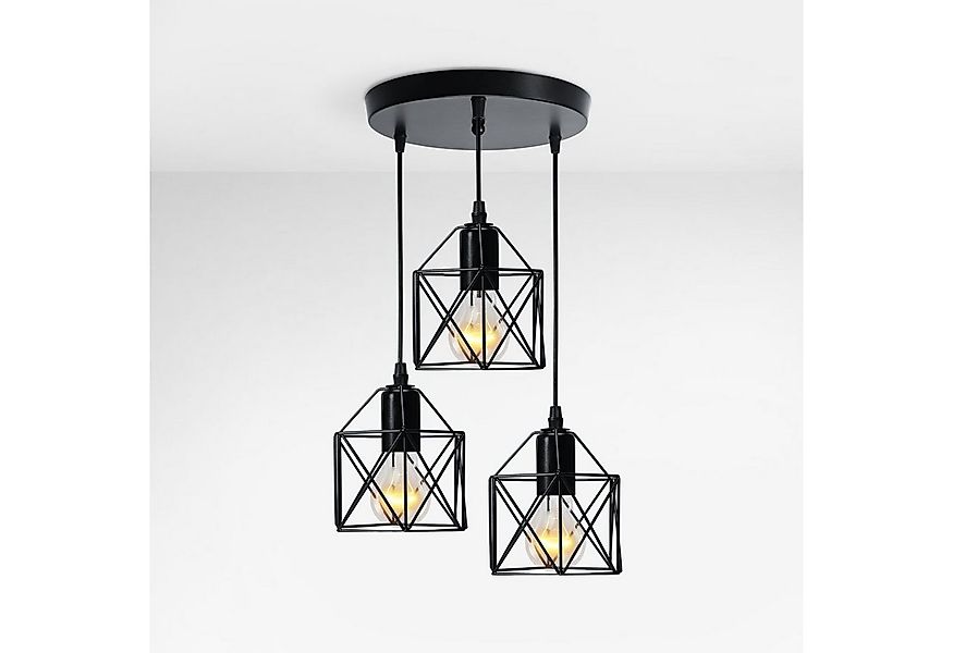 EMKE Pendelleuchte 3-flammig Industriell höhenverstellbar, ohne Leuchtmitte günstig online kaufen