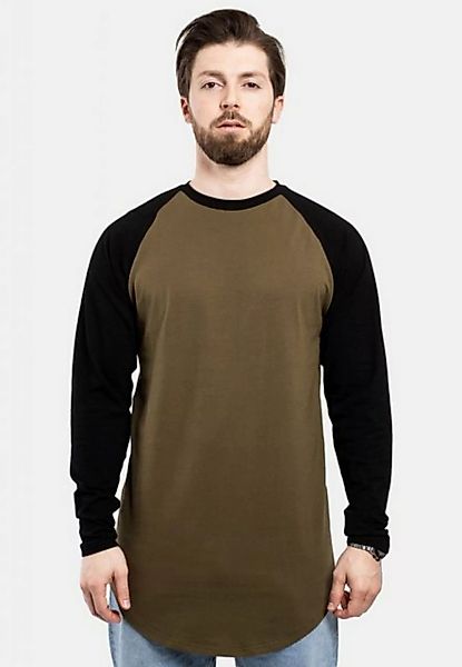 Blackskies T-Shirt Baseball Longshirt T-Shirt Olive-Schwarz X-Large günstig online kaufen