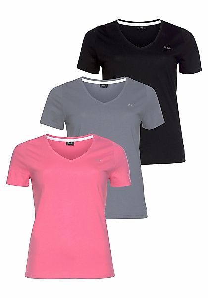 H.I.S T-Shirt "Essential-Basics" 3er-Pack, figurumspielender Schnitt, aus B günstig online kaufen