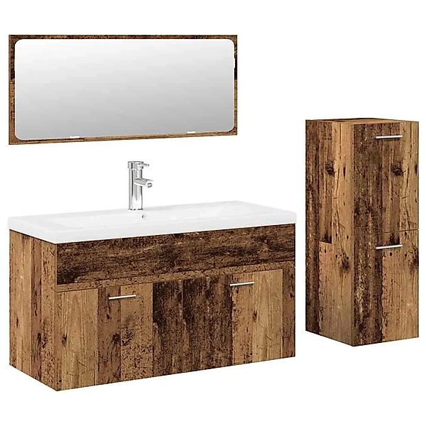 vidaXL 4-Tlg Badmöbel-Set Altholz-Optik Holzwerkstoff 3328917 günstig online kaufen