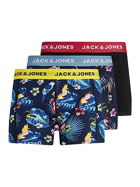 Jack & Jones 3-er Set Trunks Blau & Schwarz mit Motiv günstig online kaufen
