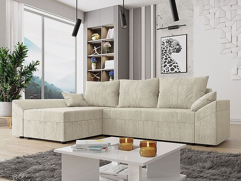 MIRJAN24 Ecksofa Dante L Cord, mit Schlaffunktion und Bettkasten, Ottomane günstig online kaufen