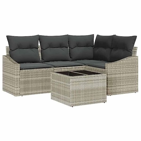 vidaXL Gartensofa-set mit Kissen 5-Tlg Hellgrau Poly-Rattan 3355381 günstig online kaufen