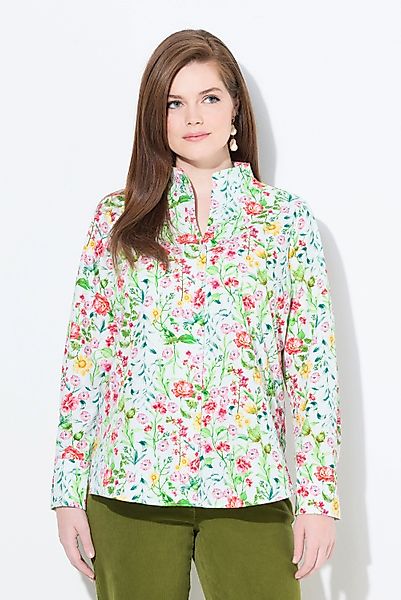 Ulla Popken Longbluse Bluse Blüten Kelchkragen günstig online kaufen