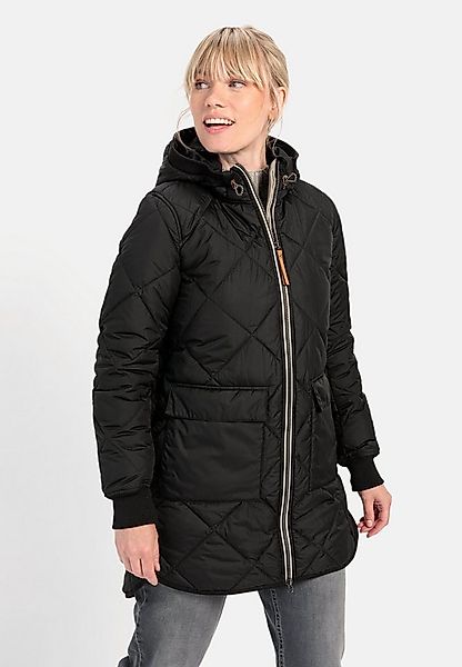 camel active Steppmantel aus recyceltem Polyester Langarm Kapuze Markenlabe günstig online kaufen