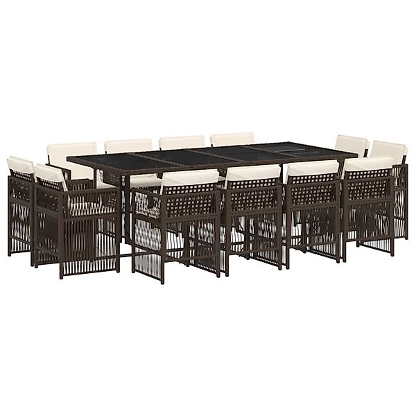 vidaXL 13-Tlg Garten-Essgruppe mit Kissen Braun Poly Rattan 3211041 günstig online kaufen