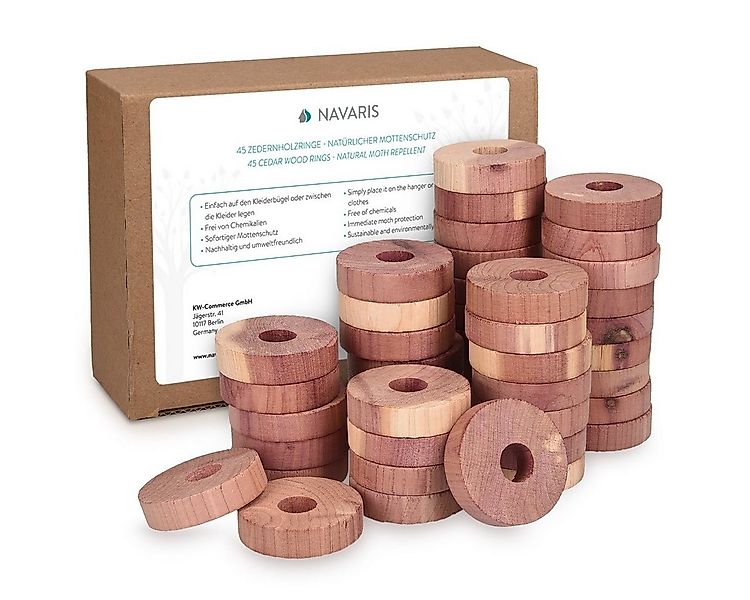 Navaris Dekobügel 45x Bio Mottenschutz Ringe aus Holz - Schutz vor Motten, günstig online kaufen