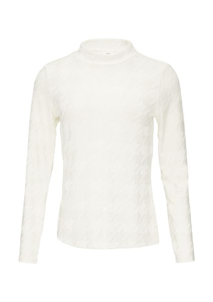 s.Oliver Langarmshirt T-Shirt T-Shirt mit Hahnentrittmuster günstig online kaufen