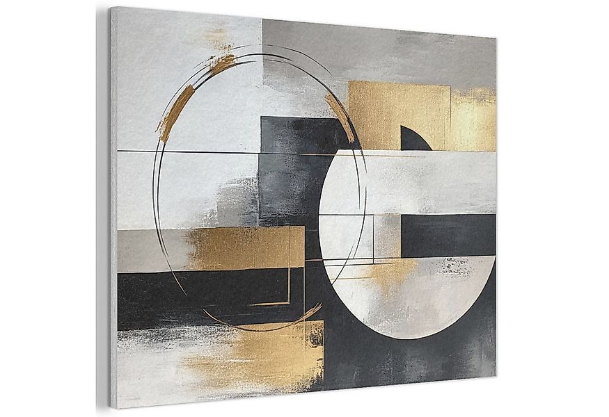 MuchoWow Gemälde Abstrakt - Gold - Silber - Formen - Ästhetik, Fotodruck (1 günstig online kaufen