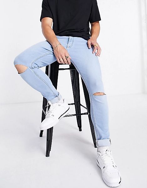 Don't Think Twice – Eng geschnittene, zerrissene Jeans in Hellblau günstig online kaufen