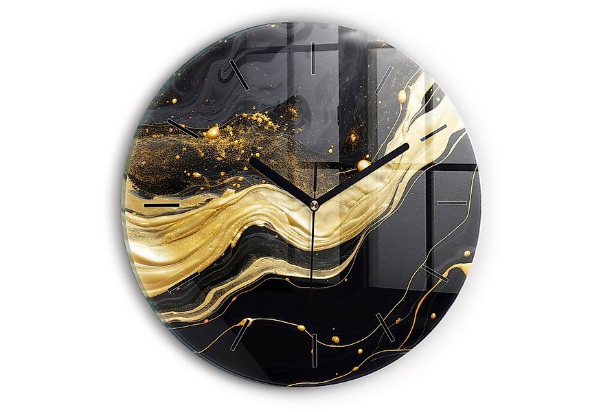 Tulup Wanduhr Moderne Glasuhr Goldene Marmor-Uhr aus Gehärtetem Glas Elegan günstig online kaufen