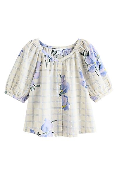 Next Blusenshirt Blumenbesticktes, kurzärmeliges Oberteil (1-tlg) günstig online kaufen