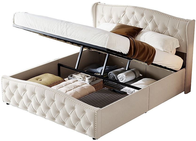 FUROKOY Polsterbett Doppelbett Hydraulisch Stauraumbett mit günstig online kaufen