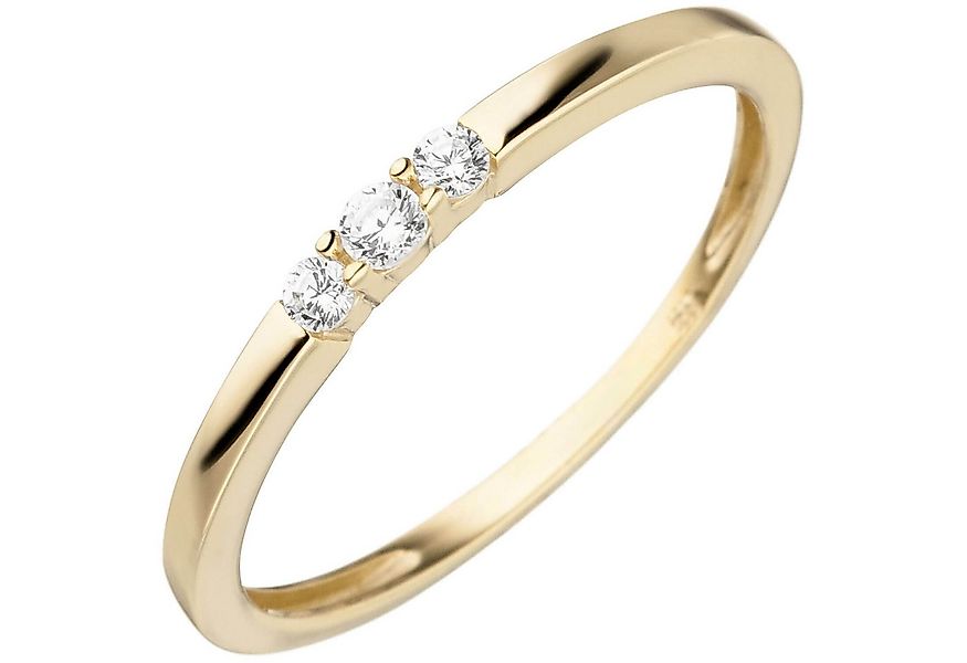 Schmuck Krone Goldring Ring aus 333 Gelbgold mit 3 Zirkonia, Gold 333 günstig online kaufen