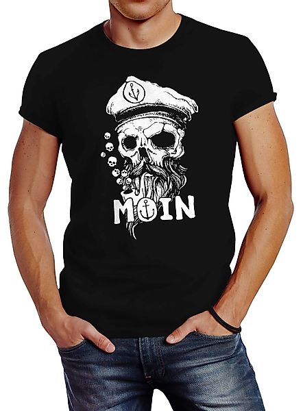 Print-Shirt Herren T-Shirt Moin Kapitän Totenkopf günstig online kaufen