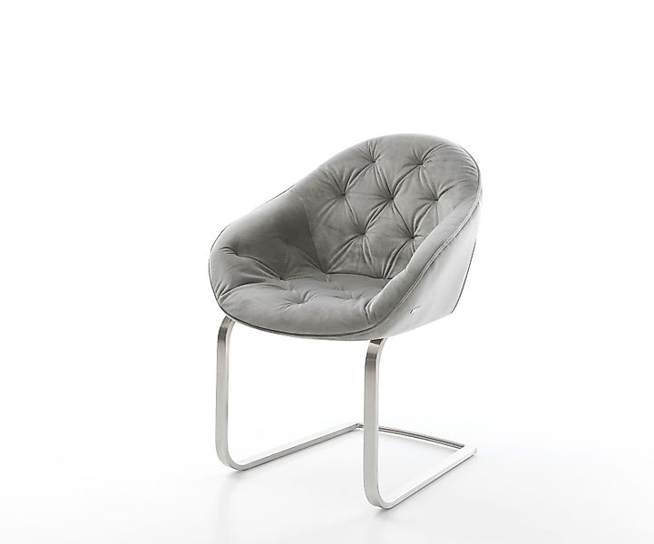 DELIFE Polsterstuhl Gaio-Flex, Freischwinger flach Edelstahl Samt Grau günstig online kaufen