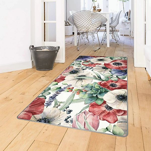 Teppich Buntes Mohnblumen Aquarell günstig online kaufen