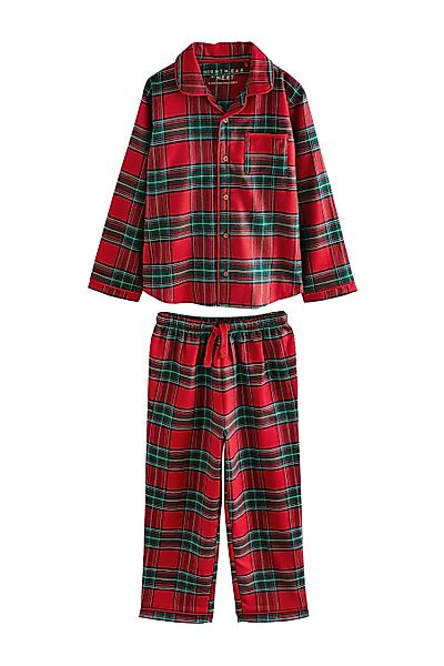 Next Pyjama Single Weihnachtsschlafanzug mit Knopfleiste günstig online kaufen