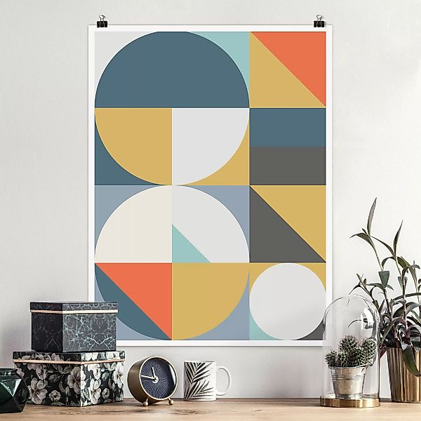 Poster Geometrische Formen in Bunt günstig online kaufen
