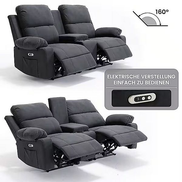Odikalo 2-Sitzer Relaxsofa Freizeitsofa Kinosofa Armlehnensofa Neigungsfunk günstig online kaufen