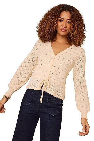 Love & Roses Strickjacke Love & Roses Pointelle-Strickjacke mit Schößchen ( günstig online kaufen