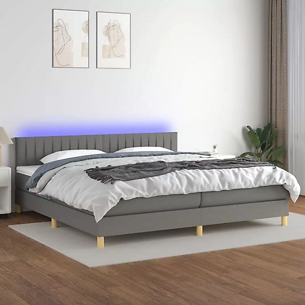 Vidaxl Boxspringbett Mit Matratze & Led Dunkelgrau 200x200 Cm Stoff günstig online kaufen