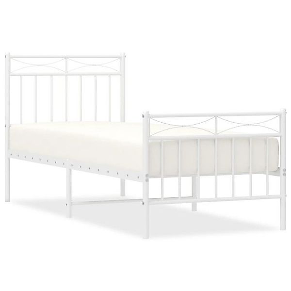 vidaXL Bettgestell, Bettrahmen mit Kopf- und Fußteil Metall Weiß 75x190 cm günstig online kaufen