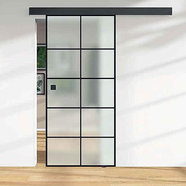 Glasschiebetür ESG Floatglas satiniert Siebdruck 76/20 Black 2.060 x 940 x günstig online kaufen