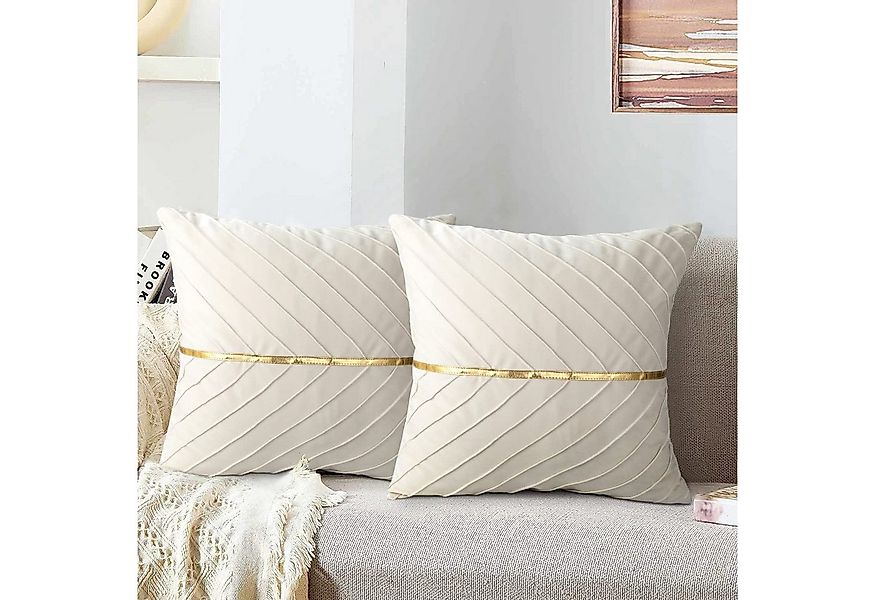 BYSURE Kissenbezüge, (2 Stück), samt Golden Patchwork Kissenbezug 45x45cm günstig online kaufen
