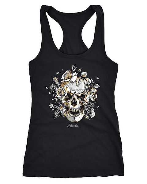 Neverless Tanktop Damen Tank-Top Totenkopf Rosen Skull Roses Schädel Racerb günstig online kaufen