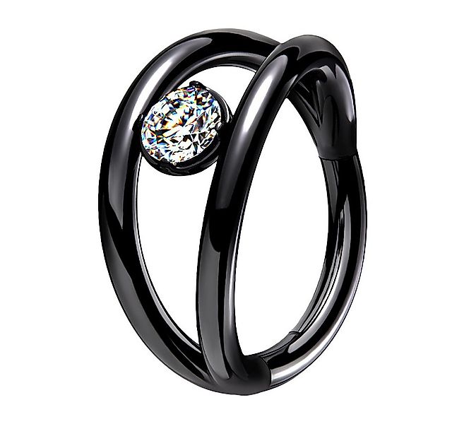Taffstyle Nasenpiercing Doppel Ring Septum Piercing Scharnier Kristall Schw günstig online kaufen