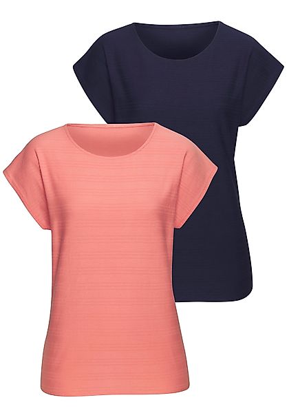 Vivance T-Shirt mit modischer Streifenstruktur (Packung) günstig online kaufen