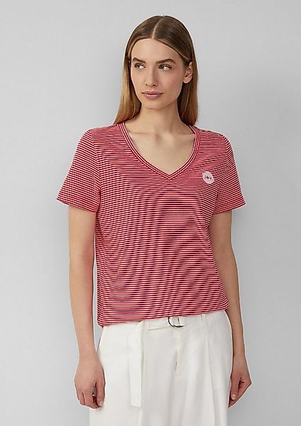 s.Oliver Kurzarmshirt T-Shirt T-Shirt mit V-Ausschnitt und Print-Detail günstig online kaufen