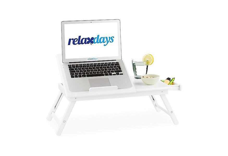 relaxdays Laptop Tablett Bambus Laptoptisch weiß, Bambus günstig online kaufen