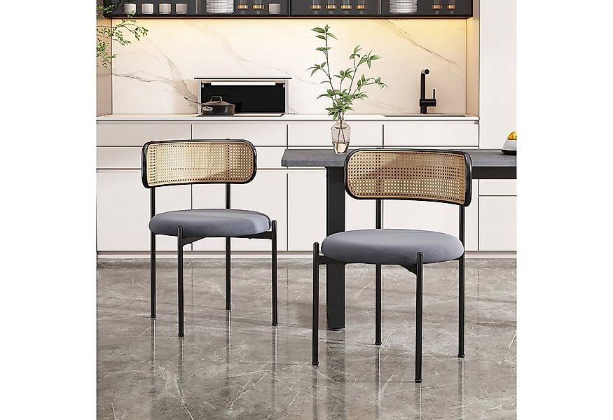 Flieks Esszimmerstuhl (2 St), 2er Set Rattanstuhl Polsterstuhl Wohnzimmerst günstig online kaufen