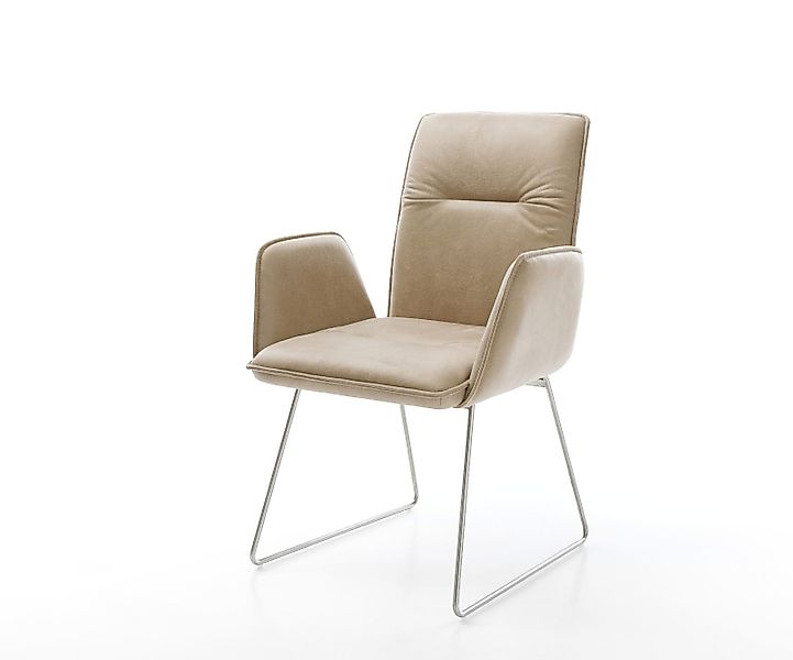 Esszimmerstuhl Vinja-Flex Mikrofaser Beige Vintage Kufengestell Edelstahl günstig online kaufen