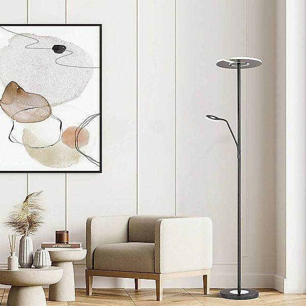 LED-Stehleuchte Dent, schwarz, 180 cm, CCT, 2-flammig günstig online kaufen