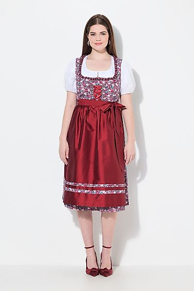 Ulla Popken Dirndl Midi-Dirndl Schnürung Carré-Ausschnitt günstig online kaufen
