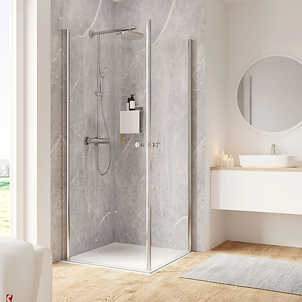 Schulte Duschkabine Eckeinstieg Garant 2.0 90x90x200 cm Chromoptik 2-teilig günstig online kaufen